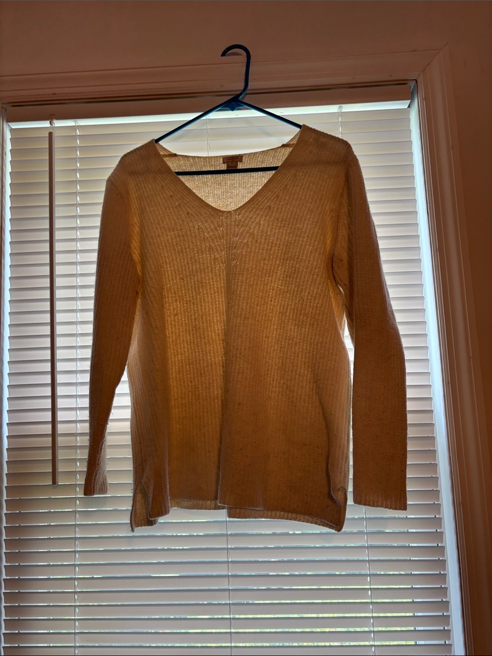 J. Crew Light Tan V-Neck Ribbed Sweater